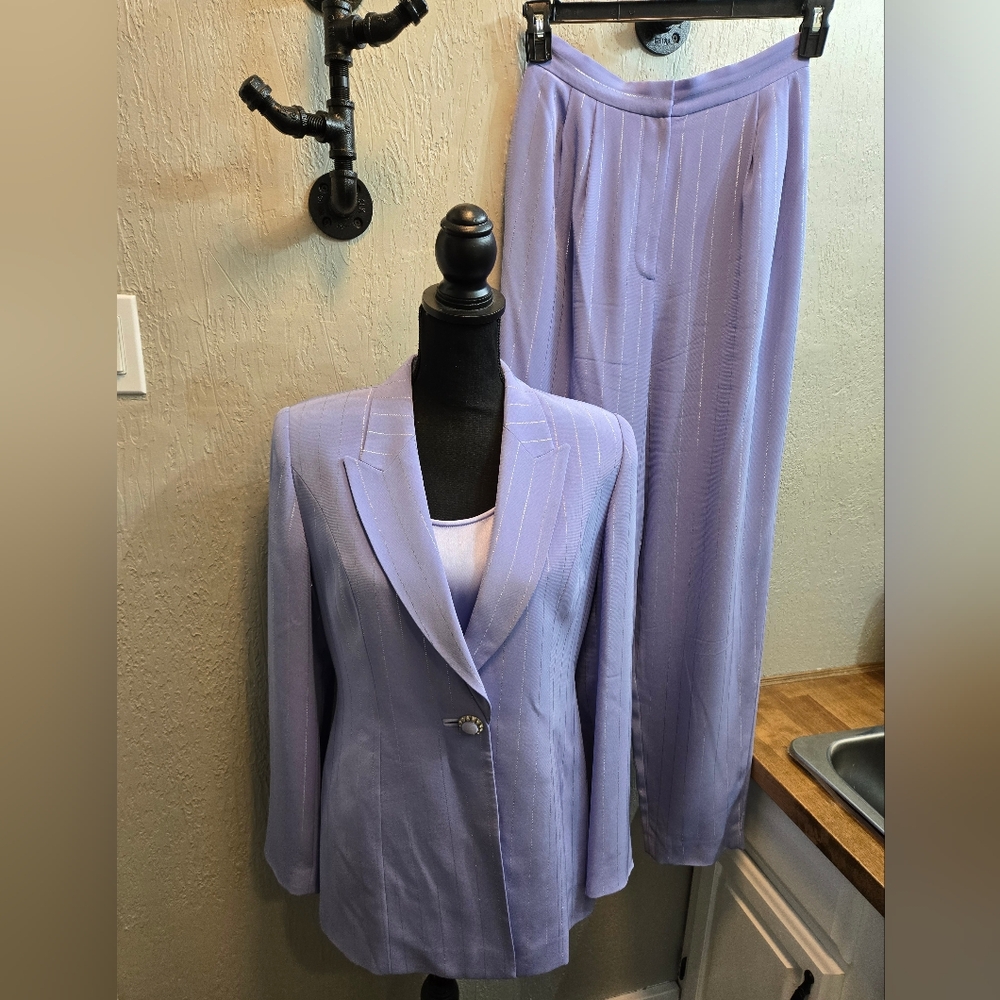 Lillie Rubin Sioni Couture Lavender & Silver Pin Stripe Blazer & Pant Set